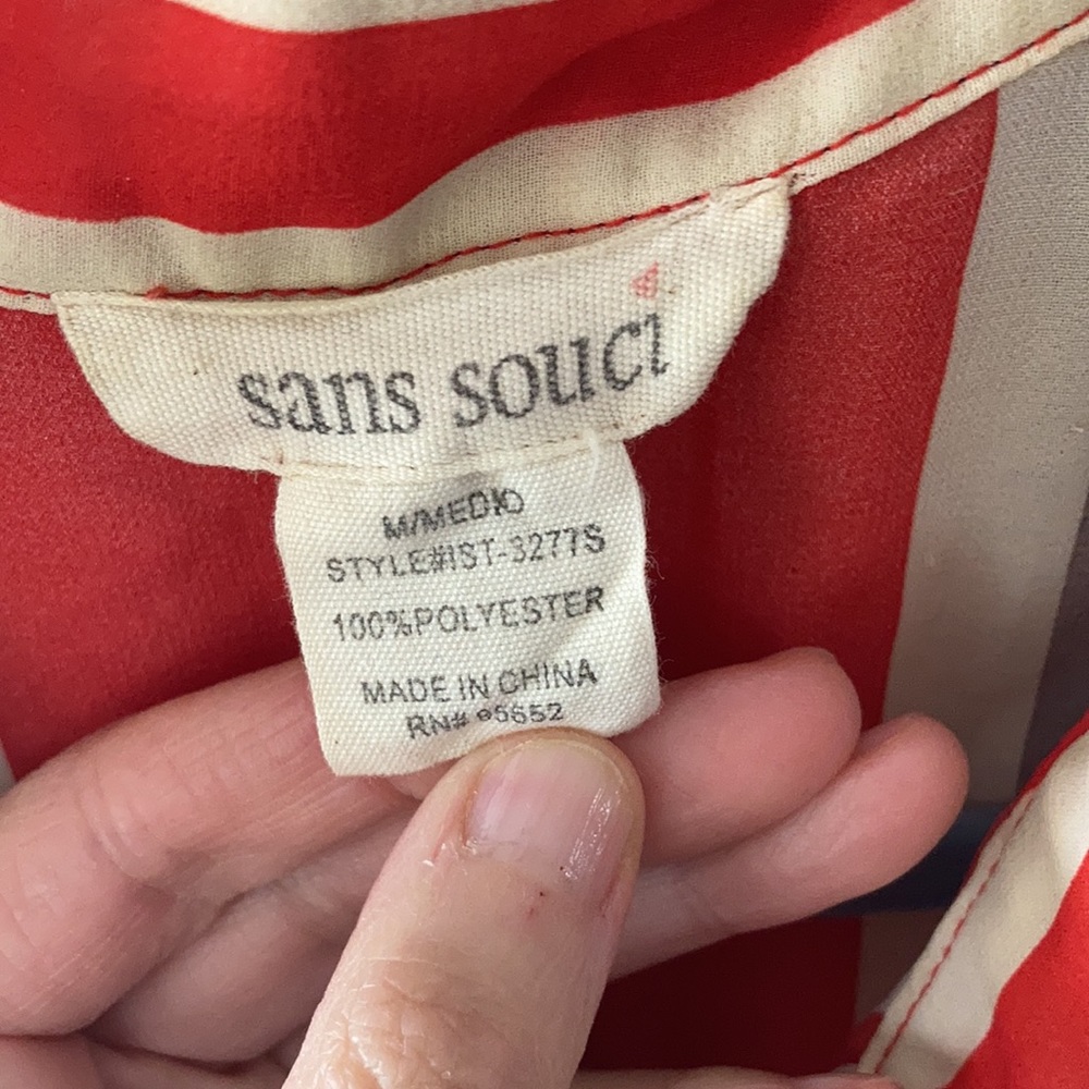 Sheer Striped Button Down Collared Top - image 3